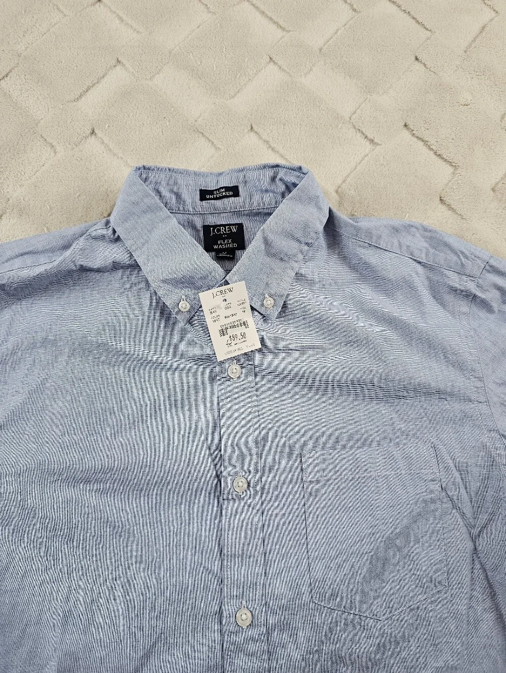 J.Crew Slim Untucked Flex Washed Button Up Shirt Mens Medium Solid Blue